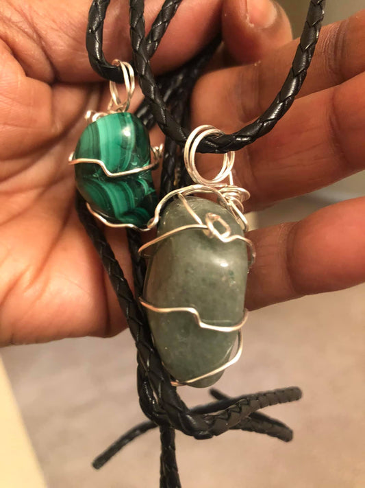 Malachite/Jade Stone Pendant Necklace