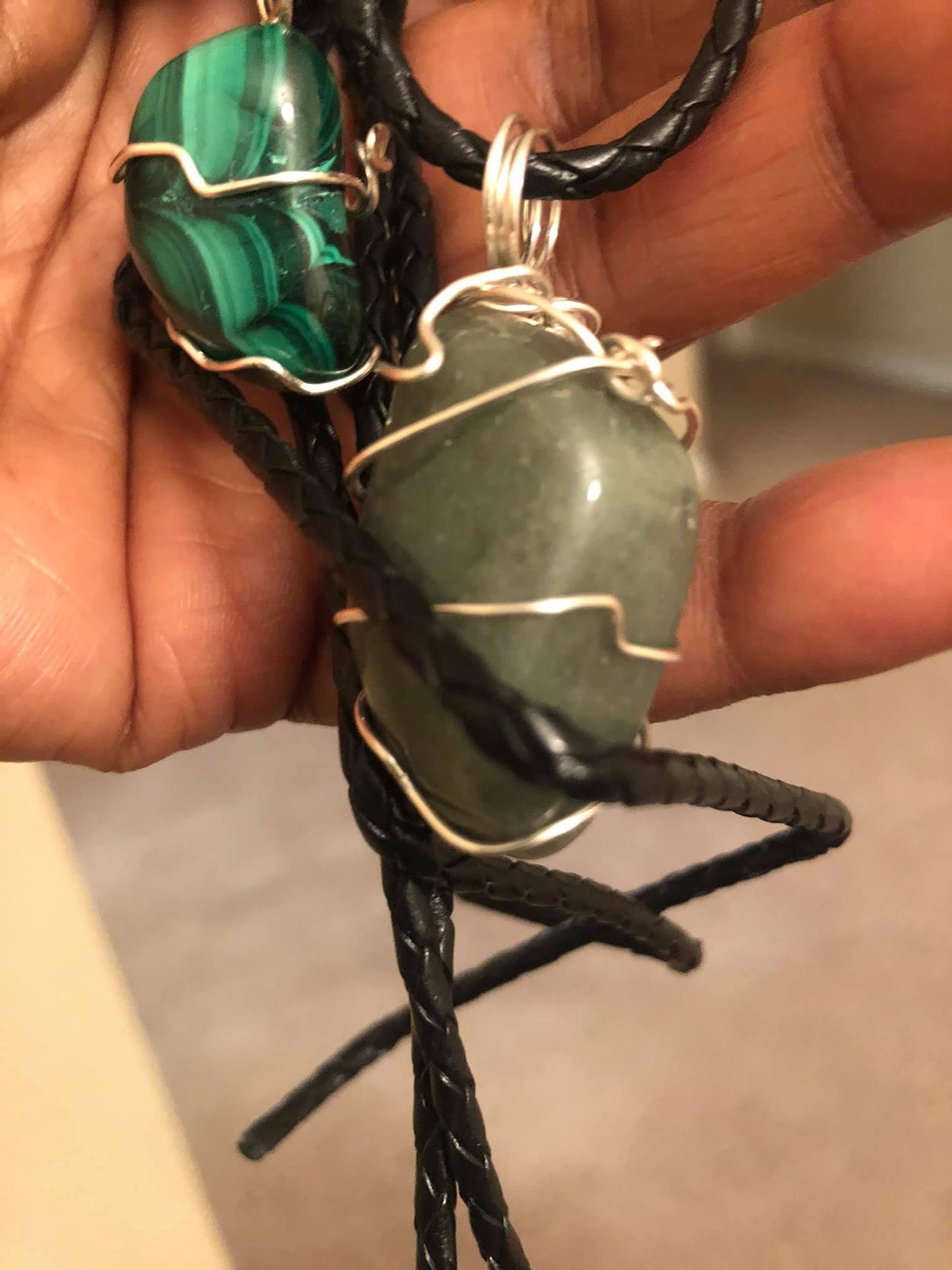 Malachite/Jade Stone Pendant Necklace